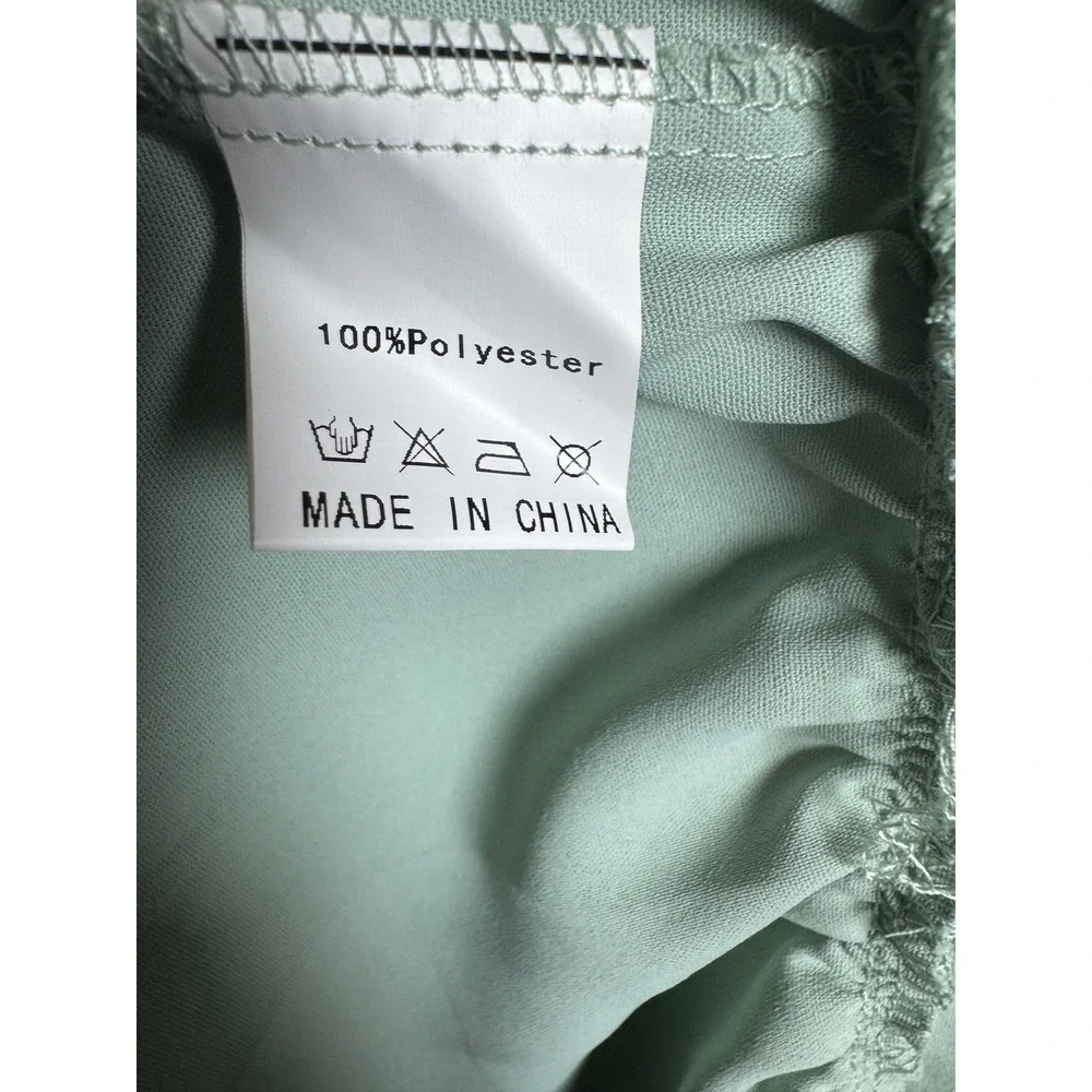 Sage Green Smocked Midi Dress Ruffle Square Neck Cottagecore 3/4 Sleeve M